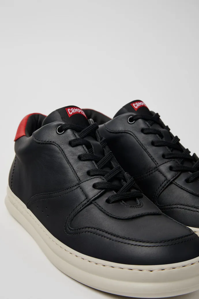 Runner Black and red leather sneakers for men