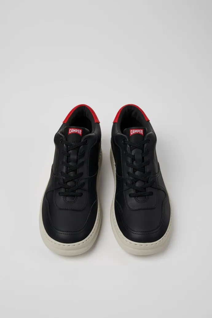 Runner Black and red leather sneakers for men