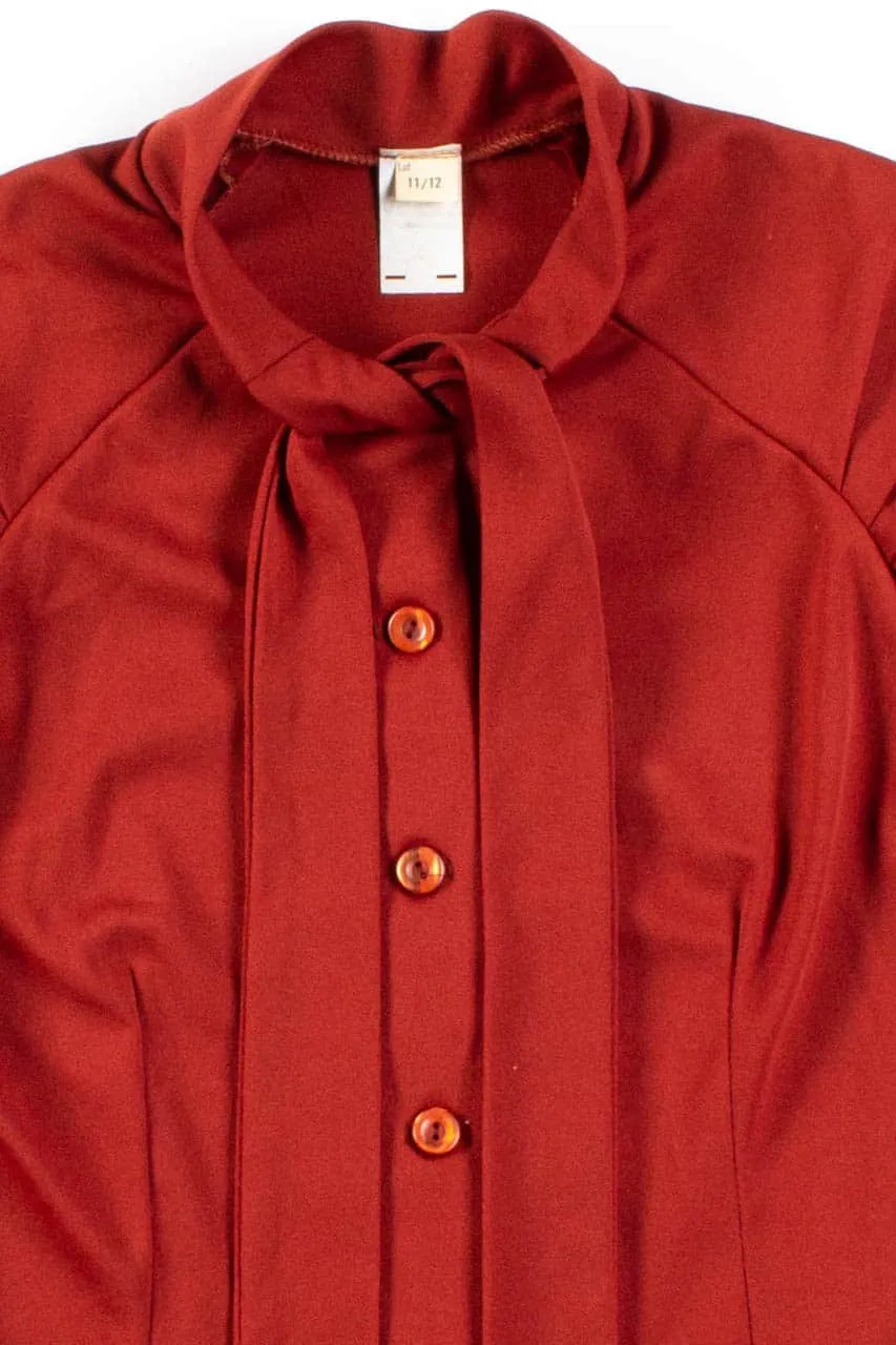Rust Sleeveless Bow Collar Top