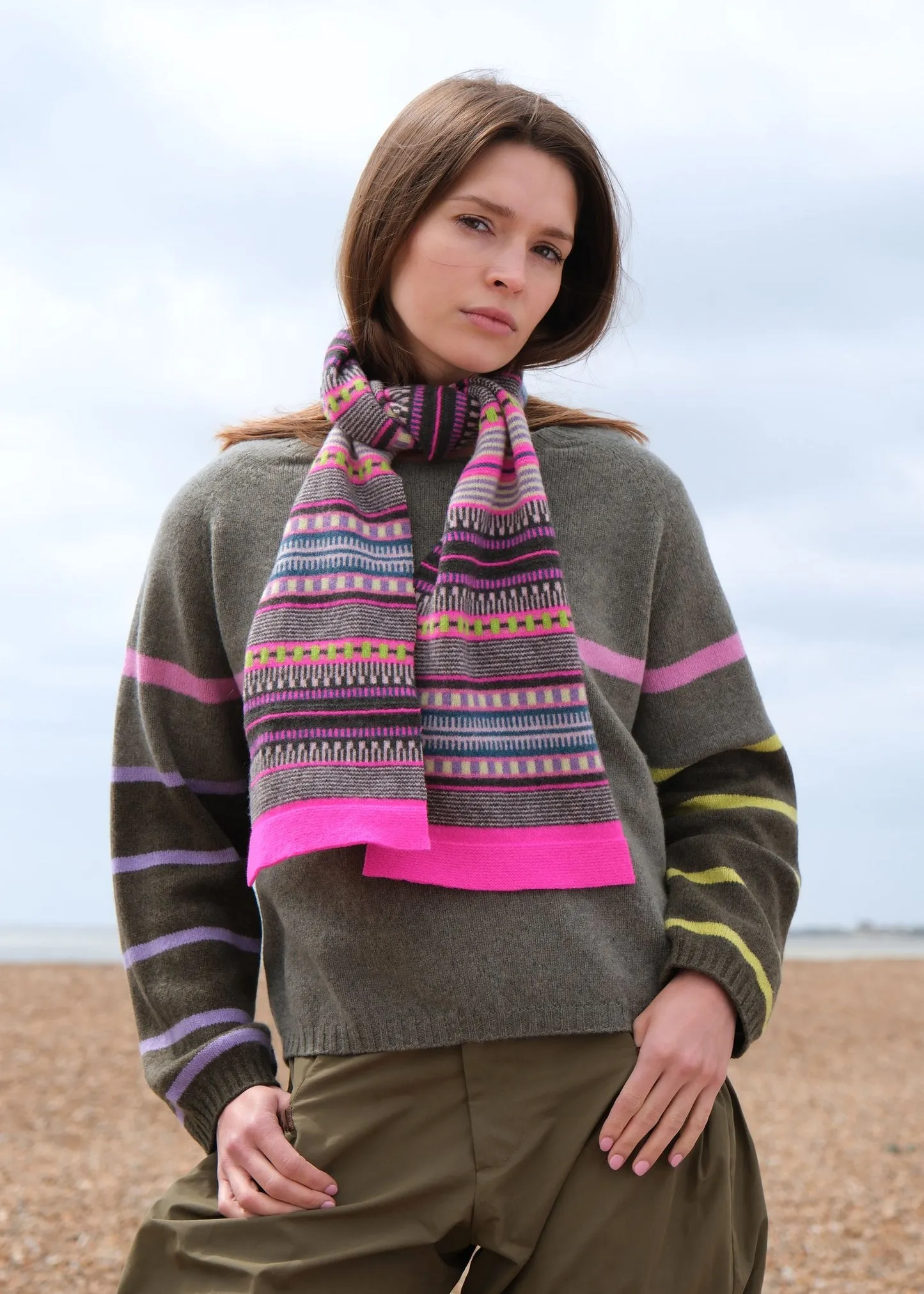 Sacs of Ashbourne   Quinton + Chadwick Small Stripe Scarf in Cochineal