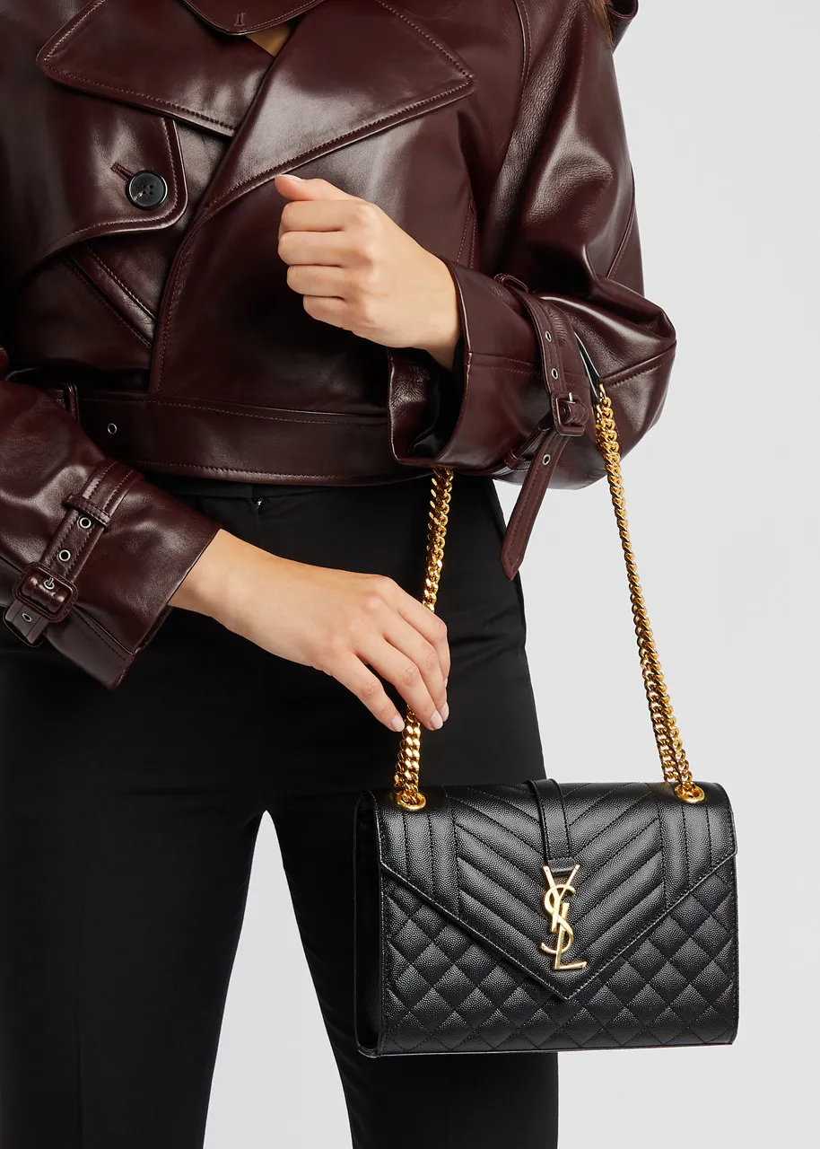 SAINT LAURENT Envelope medium leather shoulder bag -                         -                     -                