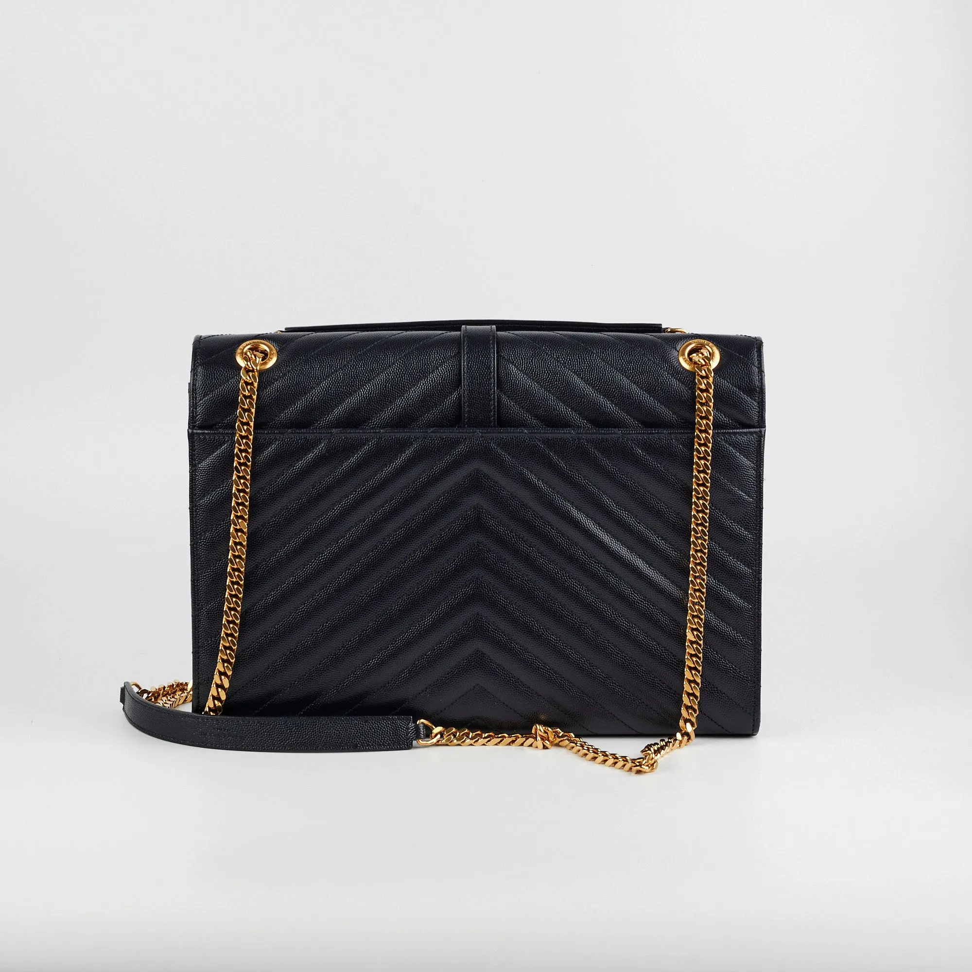 Saint Laurent Large Envelope Navy Shoulder Bag
