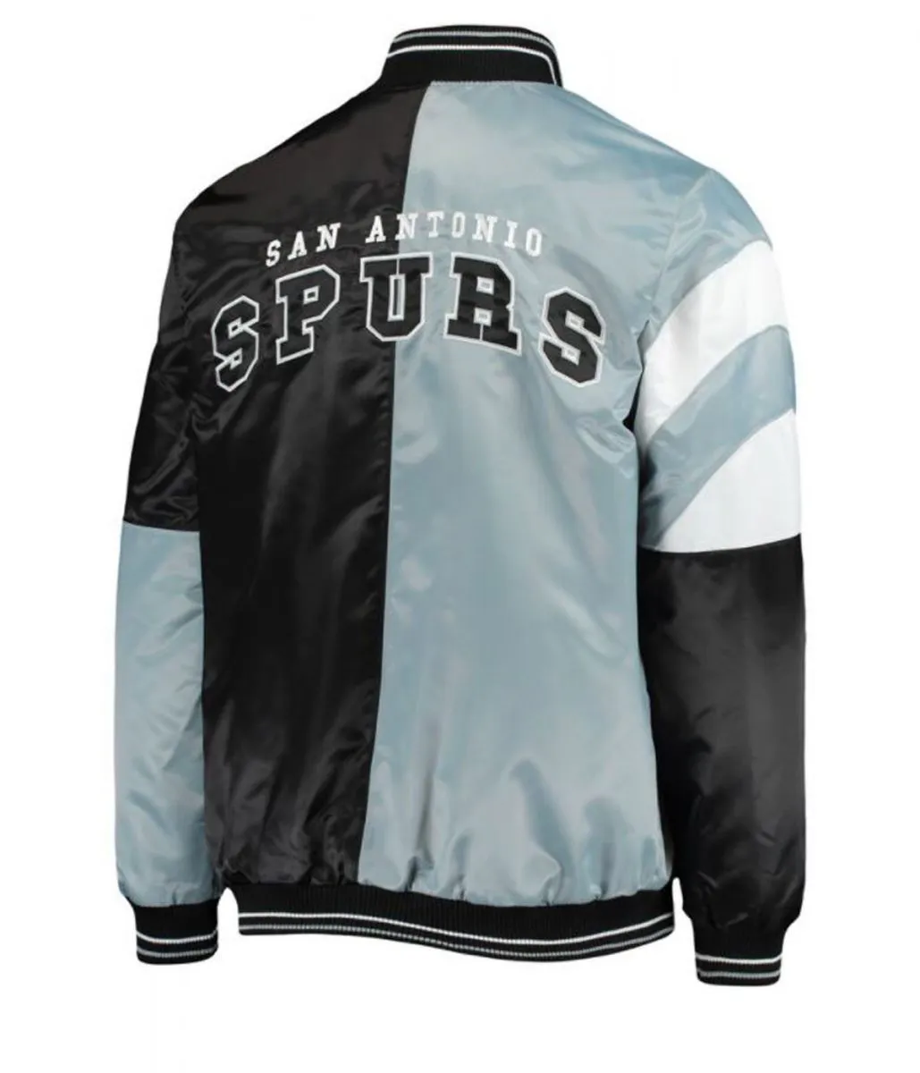 San Antonio Spurs Starter Satin Black and Grey Jacket