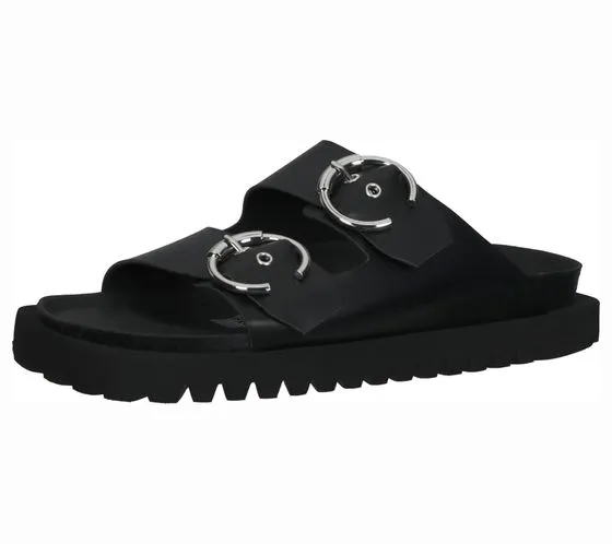 SANSIBAR women's mules from Spain with double straps, black or beige