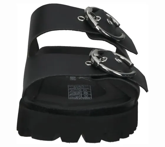 SANSIBAR women's mules from Spain with double straps, black or beige