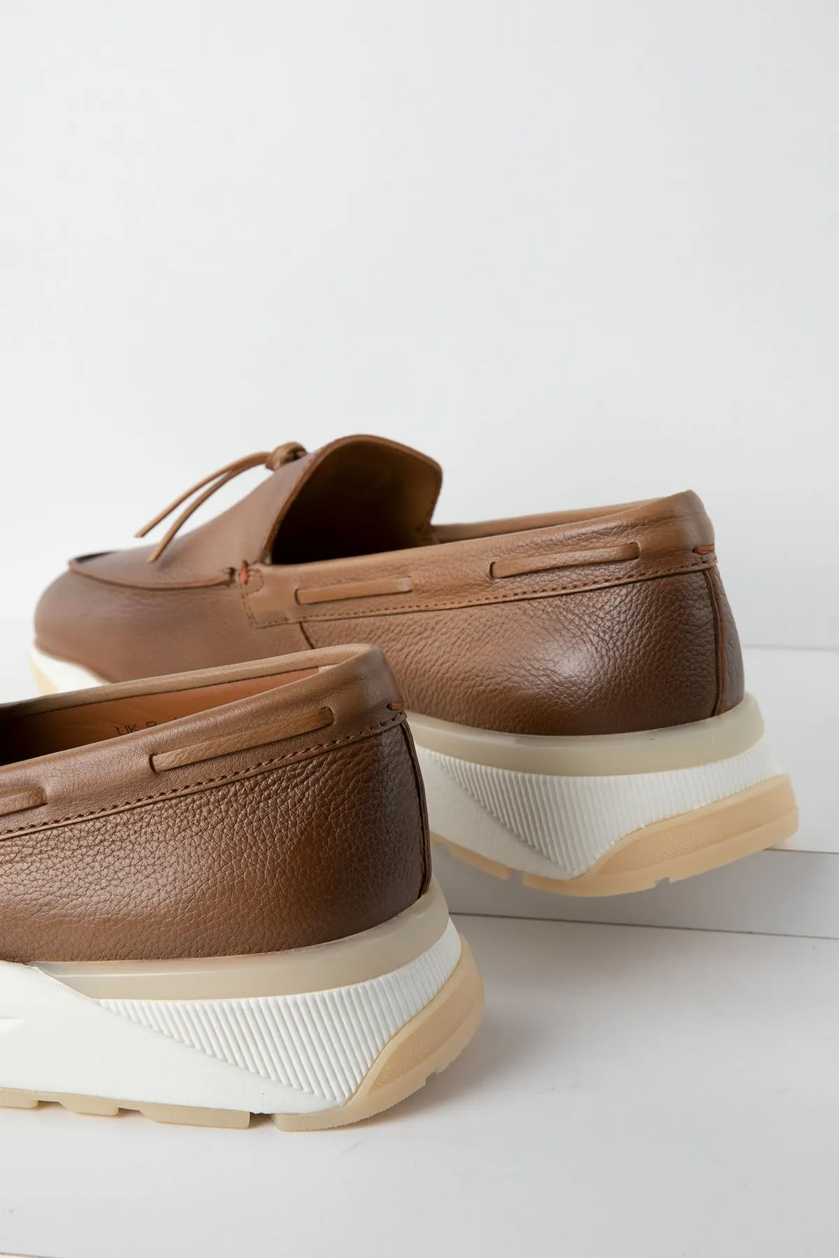 Santoni Spor Tabanl Deri Loafer Ayakkab