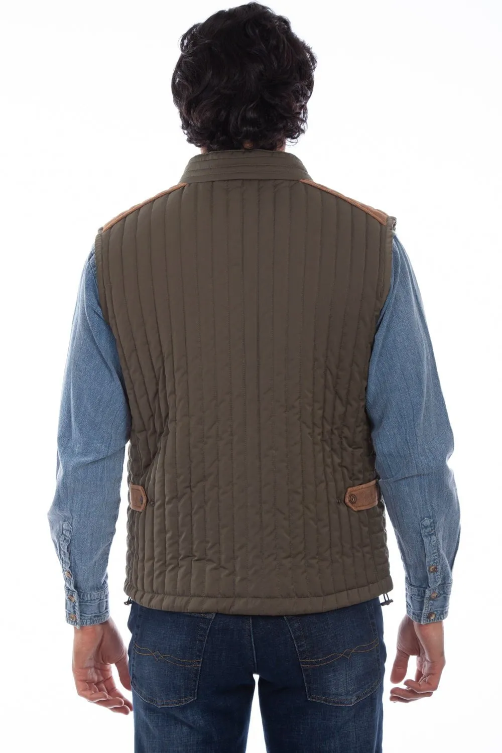 Scully Mens Olive Nylon Vertical Rib Vest XXL