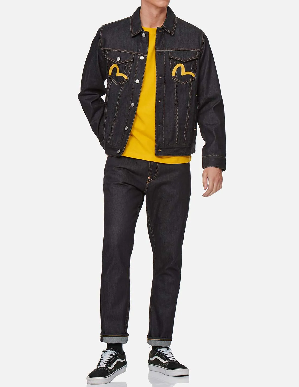 Seagull and Slogan Print Denim Jacket