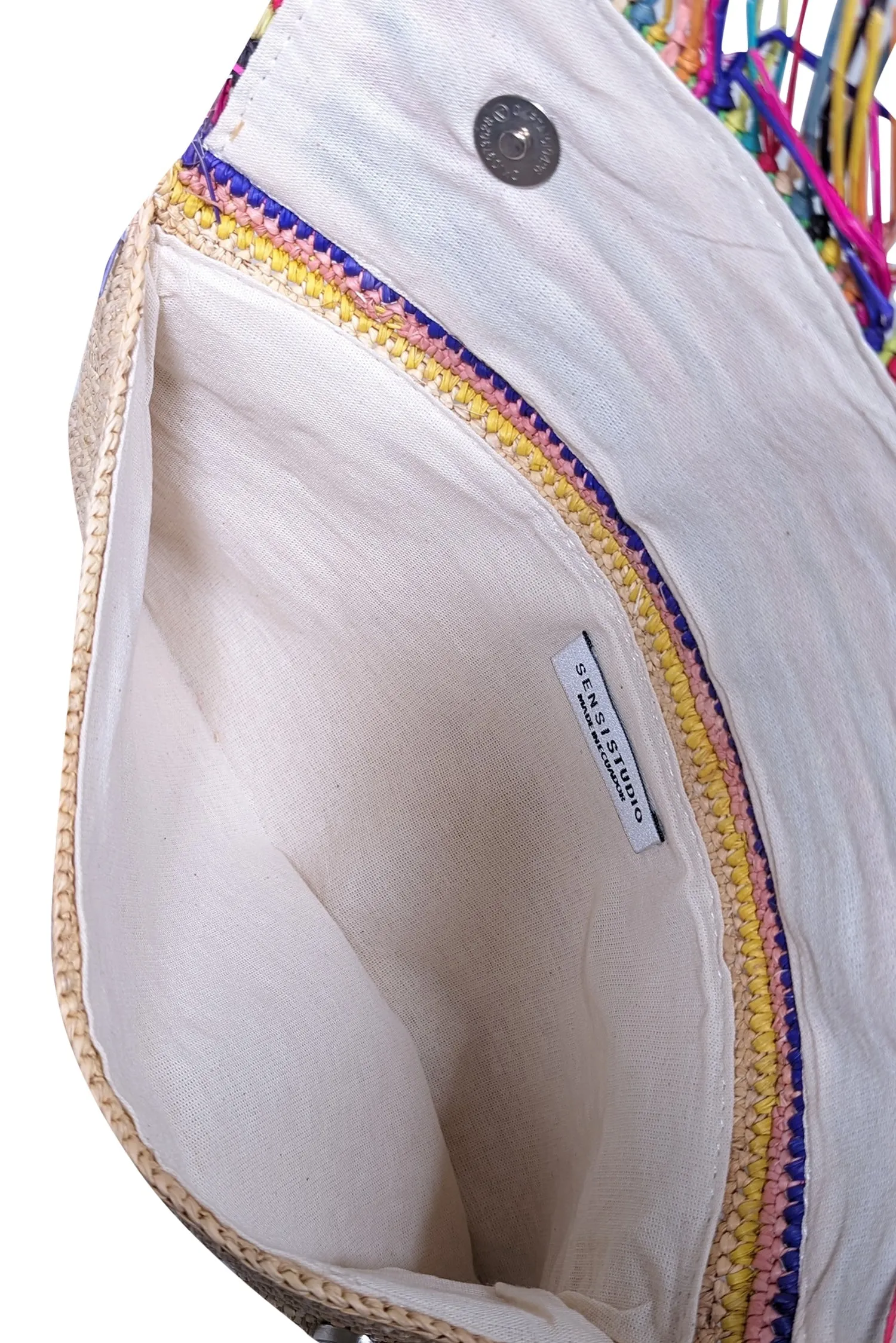 Sensi Studio - Beige & Multi Color Raffia Clutch