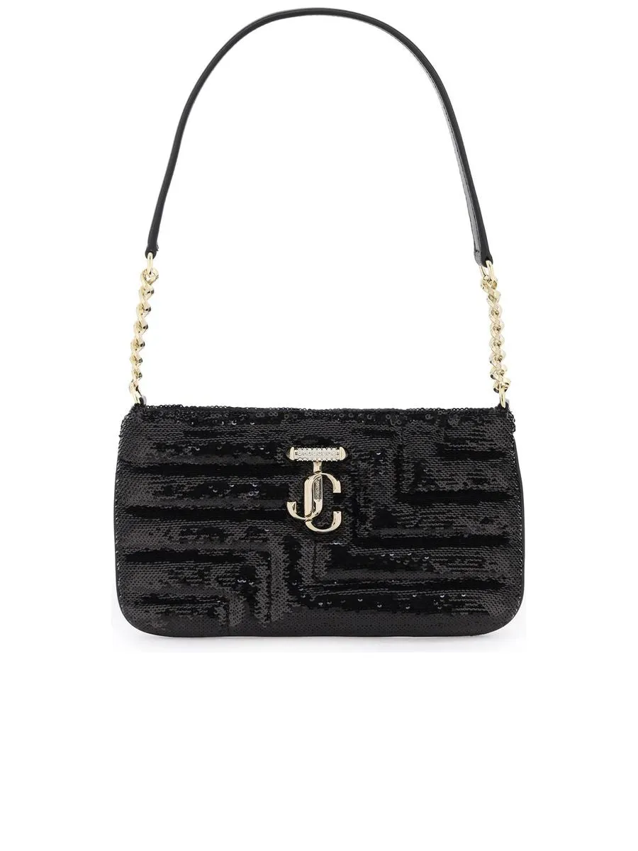 Sequined Shoulder Bag With Gold Metal Monogram
