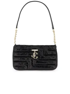 Sequined Shoulder Bag With Gold Metal Monogram