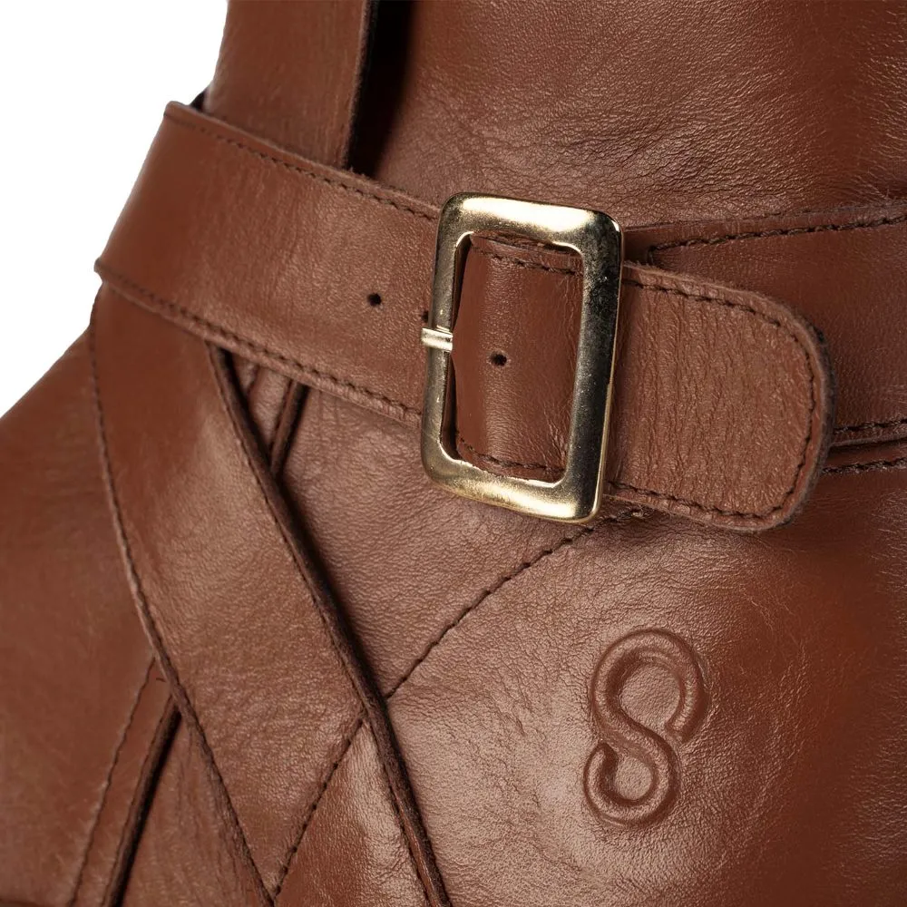 Shapen Divine Cross Strap Ankle Boot