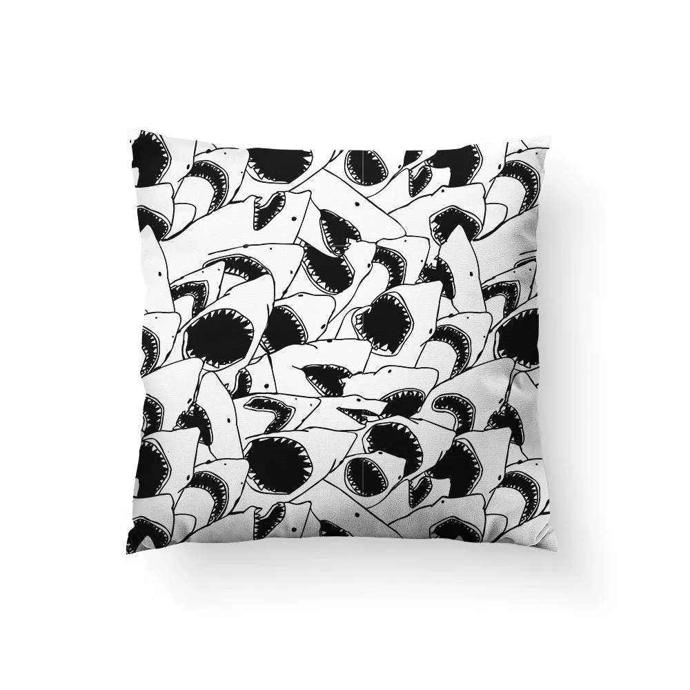 Shark Pillow, Black White Throw Pillow, Nautical Home Decor, Shark Week, Jaws Pillow, Beach Theme Decor, Cool Pillow, Shark Them
