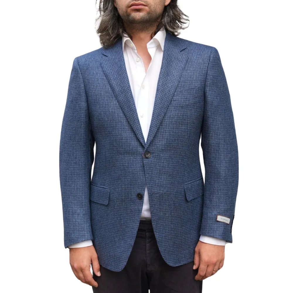 Shop Canali Navy Window Check Cashmere Jacket Online | Menswear Collection