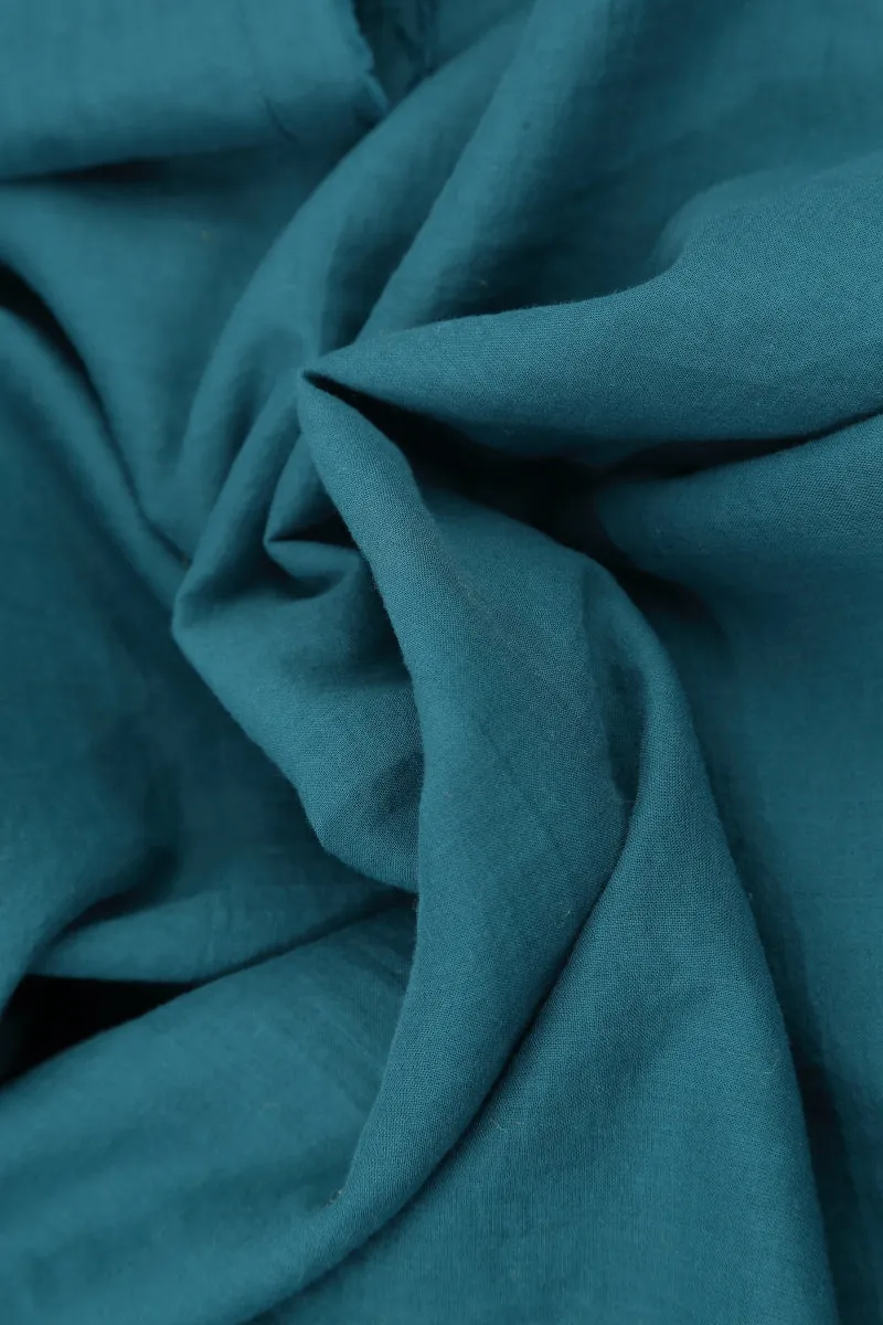 Short Sleeves Dark Teal Silk Cotton Tunic