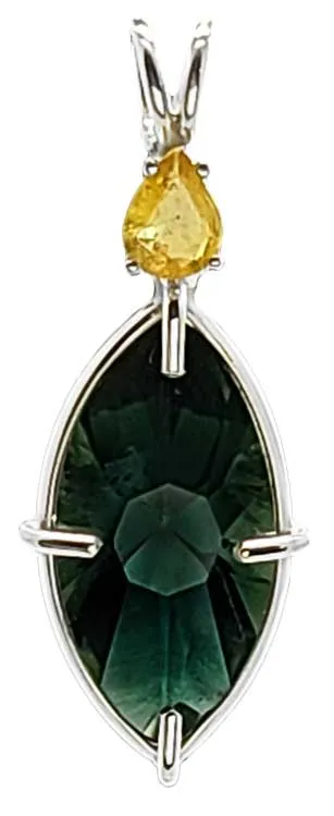 Siberian Green Quartz Infinite Eye? with Pear Cut Yellow Sapphire