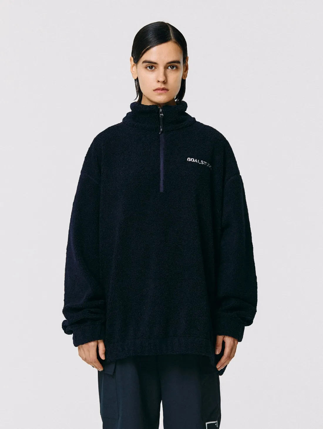 SIGNATURE SHERPA FLEECE HALF ZIP-UP-NAVY