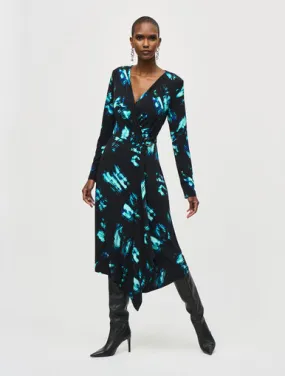 Silky Knit Abstract Print Wrap Dress | Joseph Ribkoff