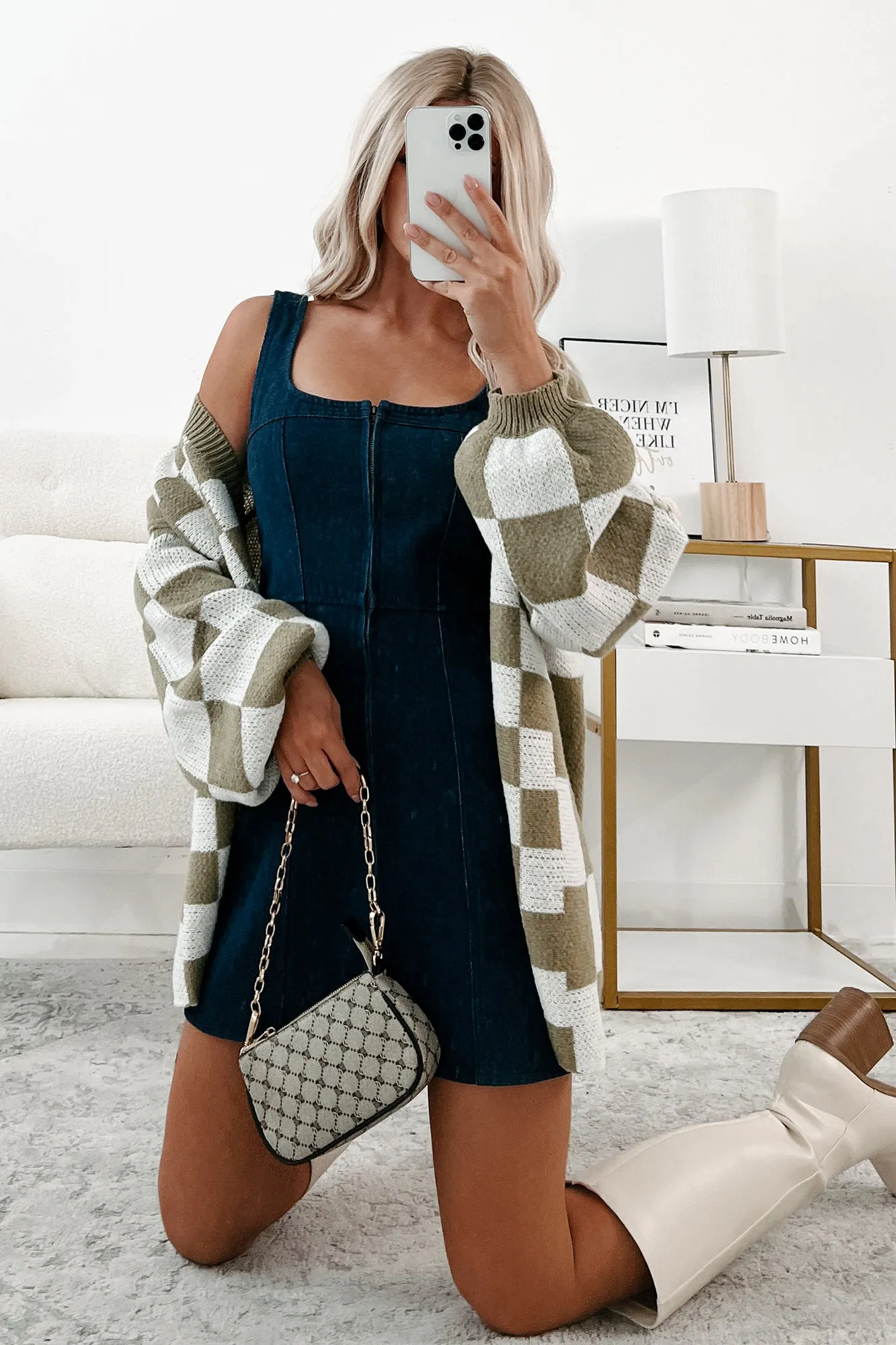 Skating The Issue Checker Cardigan (Matcha)