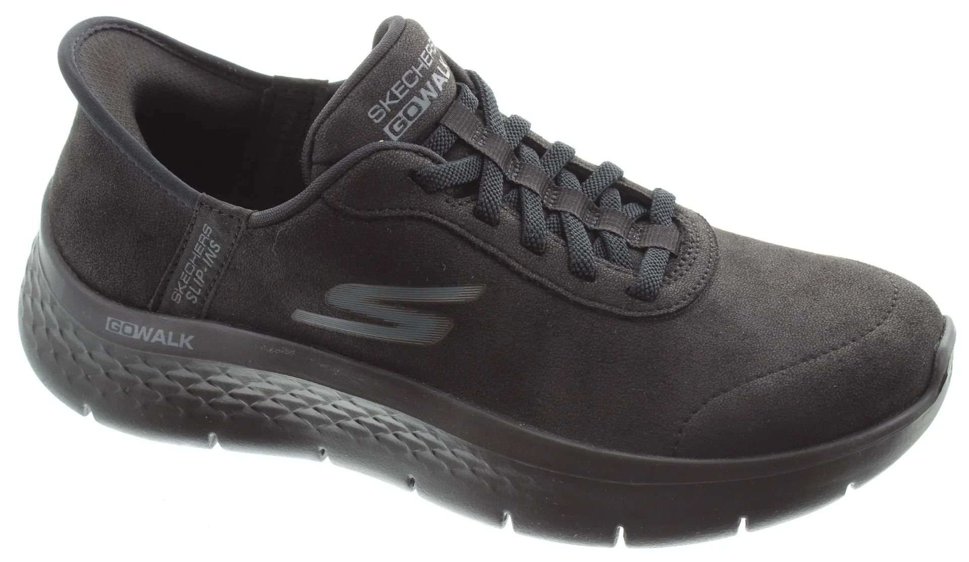 SKECHERS Ladies 124837 Go Walk Hands Free Slip Ins Trainers In Black