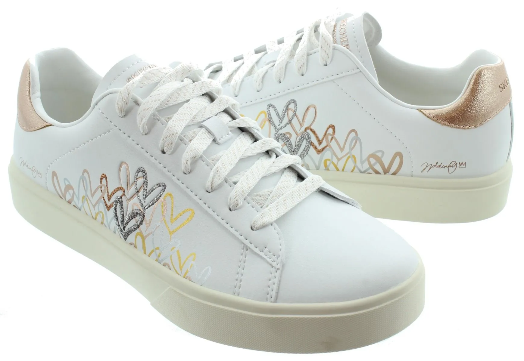 SKECHERS Ladies 185129 JGoldcrown Trainers In White Multi