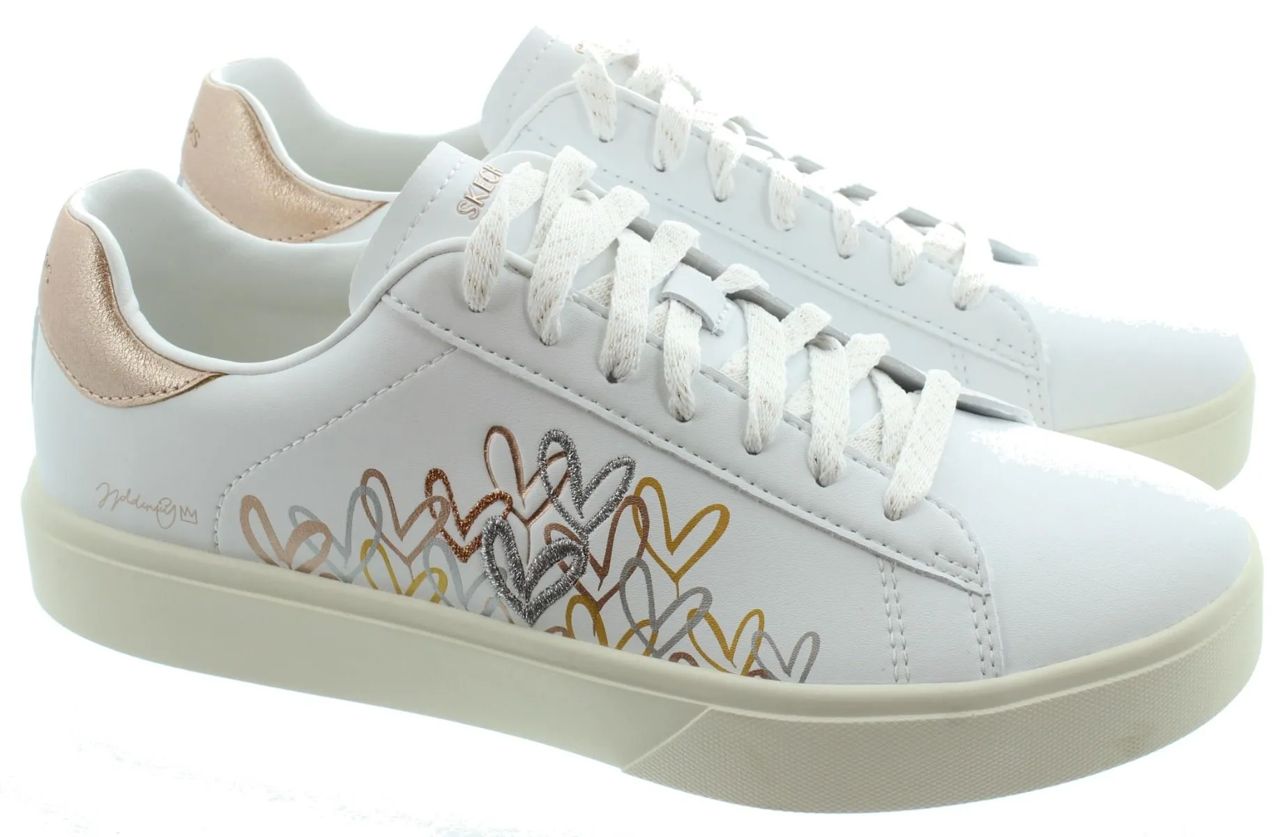 SKECHERS Ladies 185129 JGoldcrown Trainers In White Multi