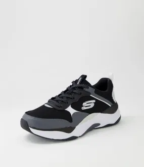 SKECHERS Mira Black White Mesh Leather Sneakers
