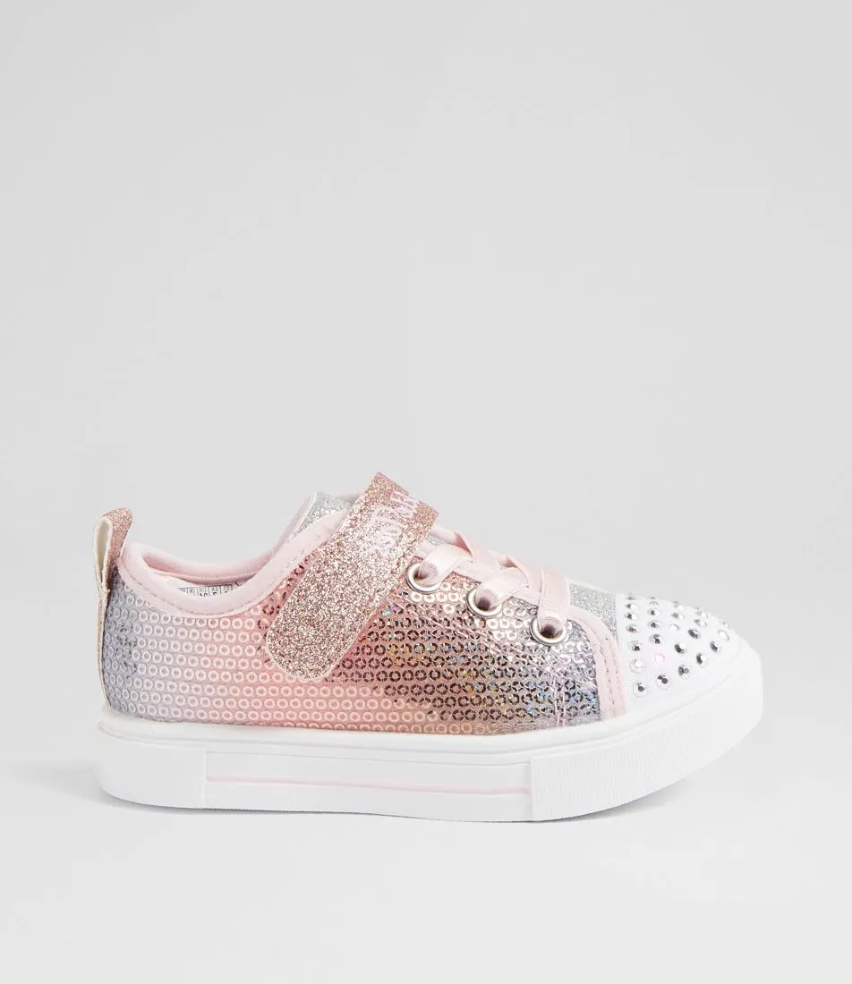 SKECHERS Twinkle Sparks Light Pink Multi Fabric Sneakers