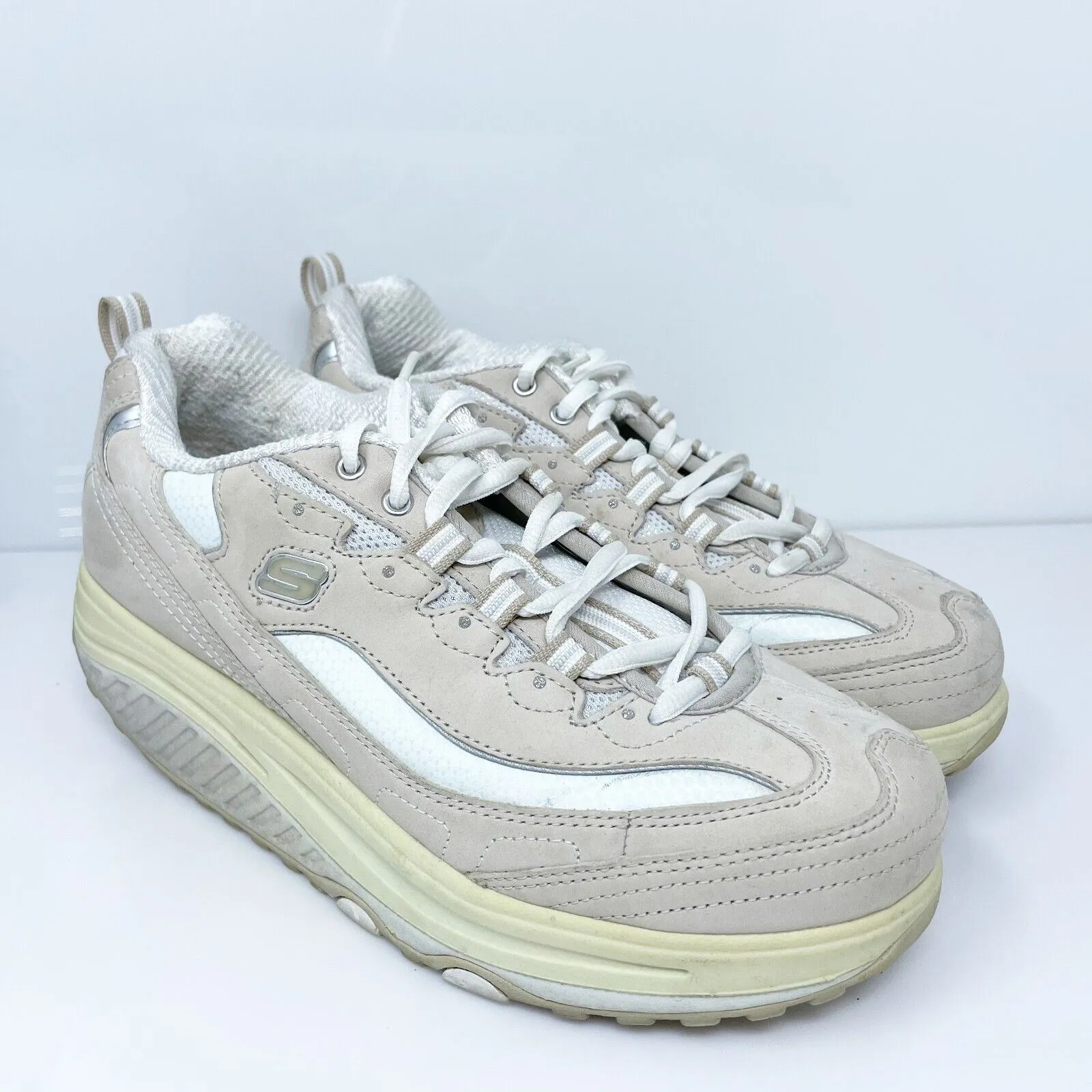 Skechers Womens Shape Ups 11800 Beige Casual Shoes Sneakers Size 8.5