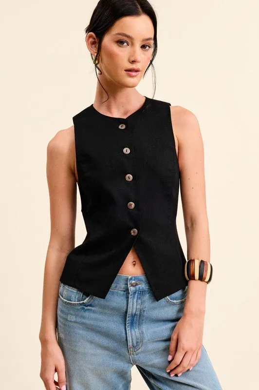 Sleeveless Buttoned Vest