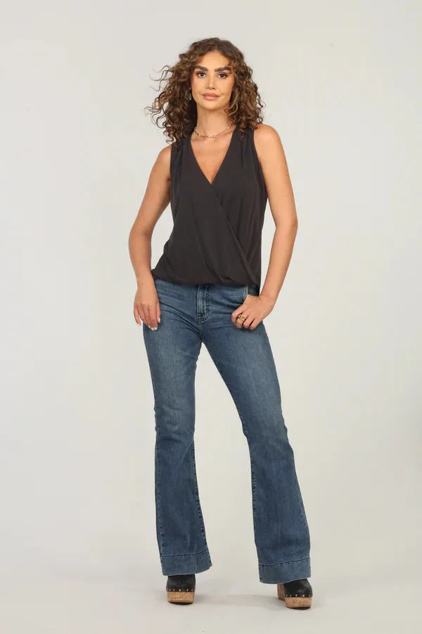 Sleeveless Cupro Surplice Top