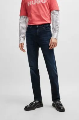 Slim-fit jeans in blue-black stretch denim