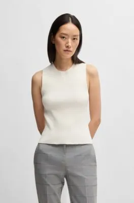 Slim-fit sleeveless top in ribbed stretch fabric