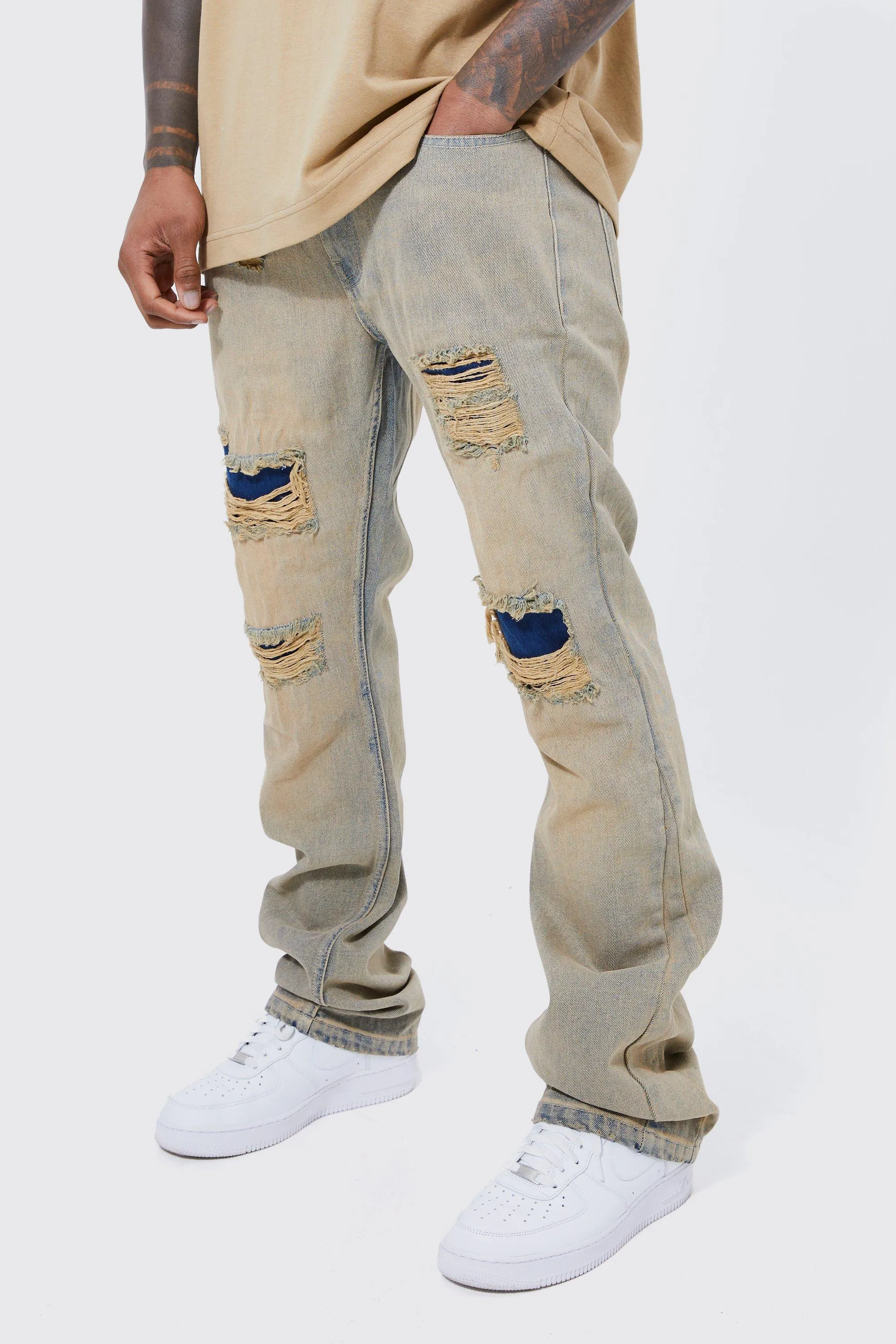 Slim Flare Rip & Repair Jeans