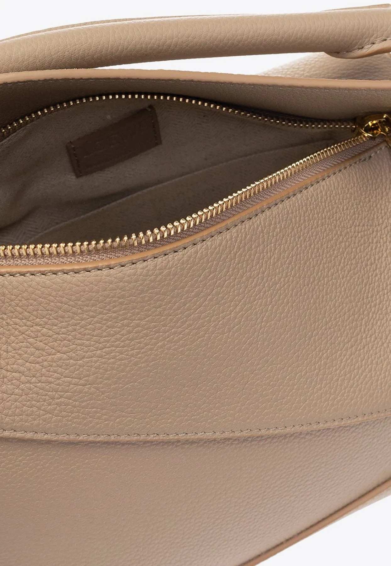 Small Puzzle Leather Top Handle Bag