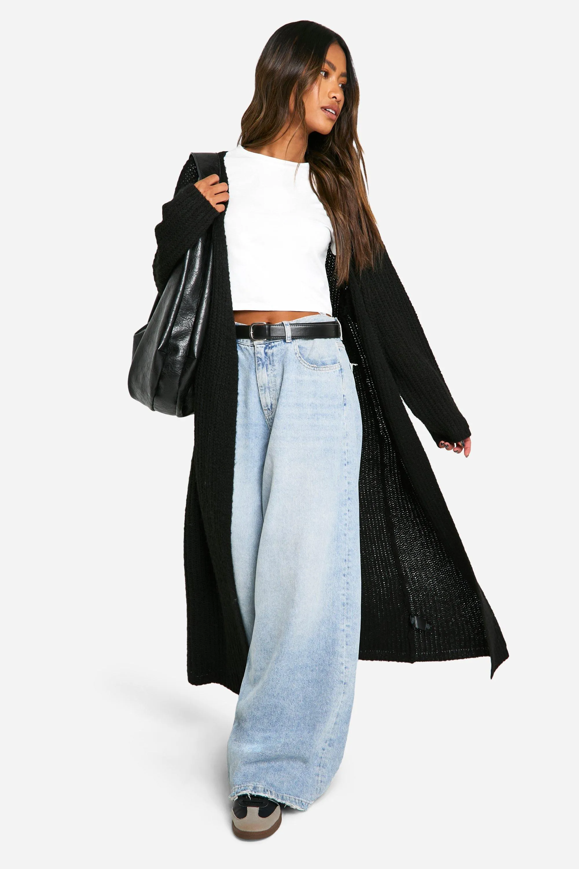 Soft Rib Knit Edge To Edge Maxi Cardigan