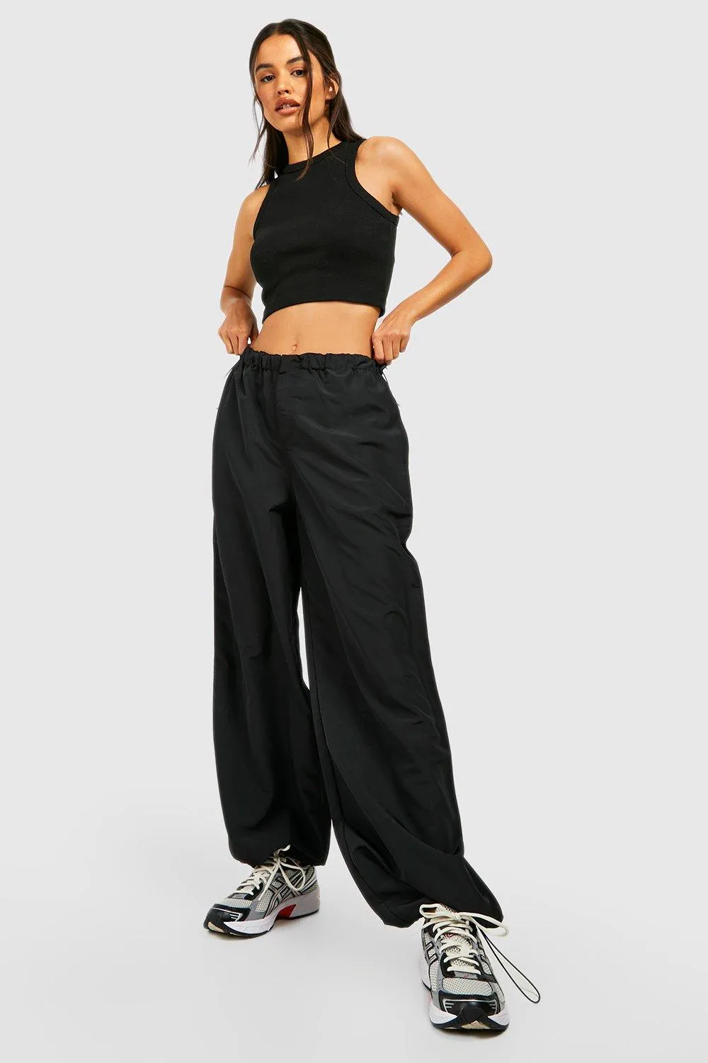 Soft Touch Adjustable Waist Wide Leg Cargo Pants