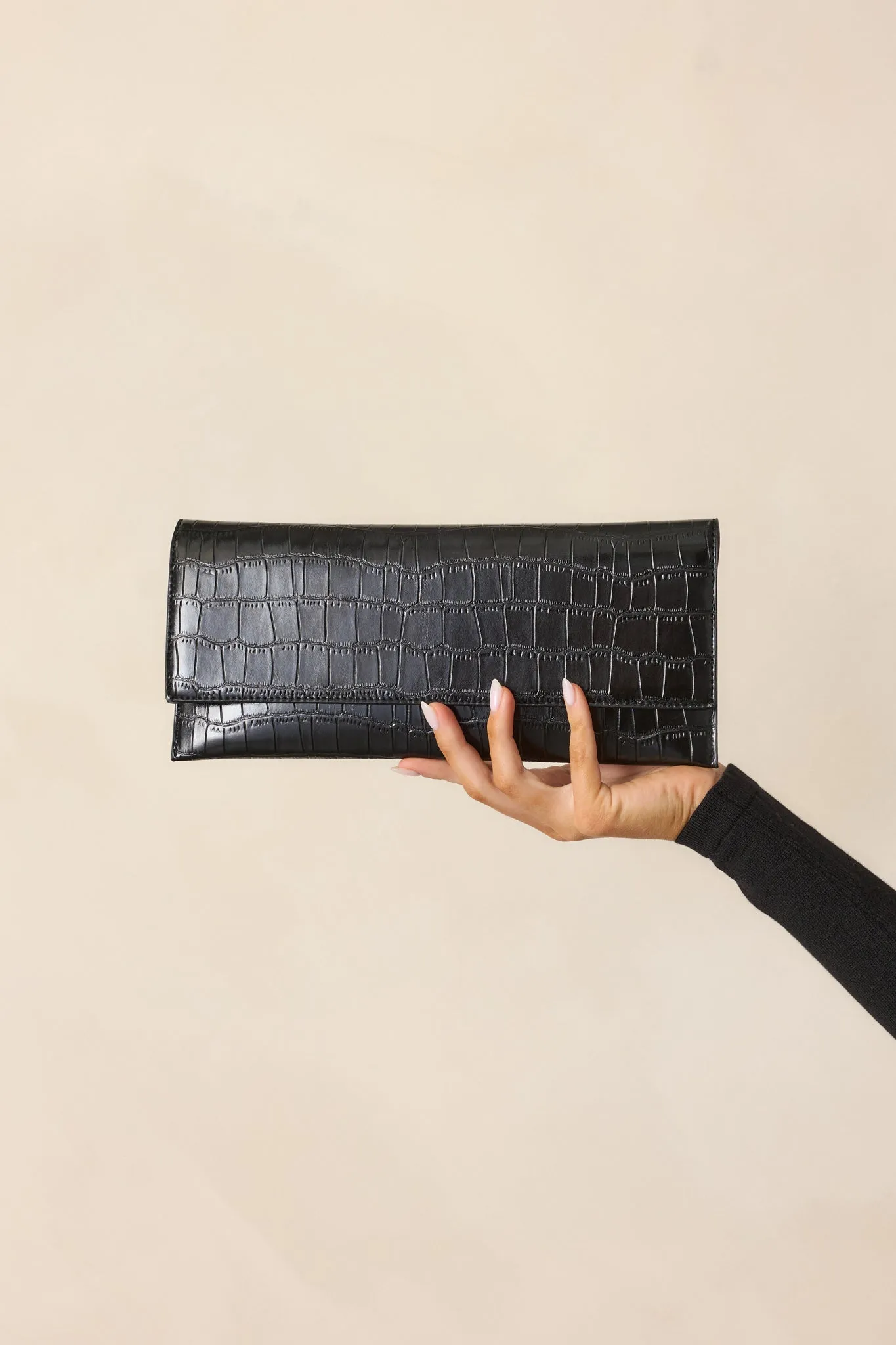 Spirit of Euphoria Black Faux Croc Clutch