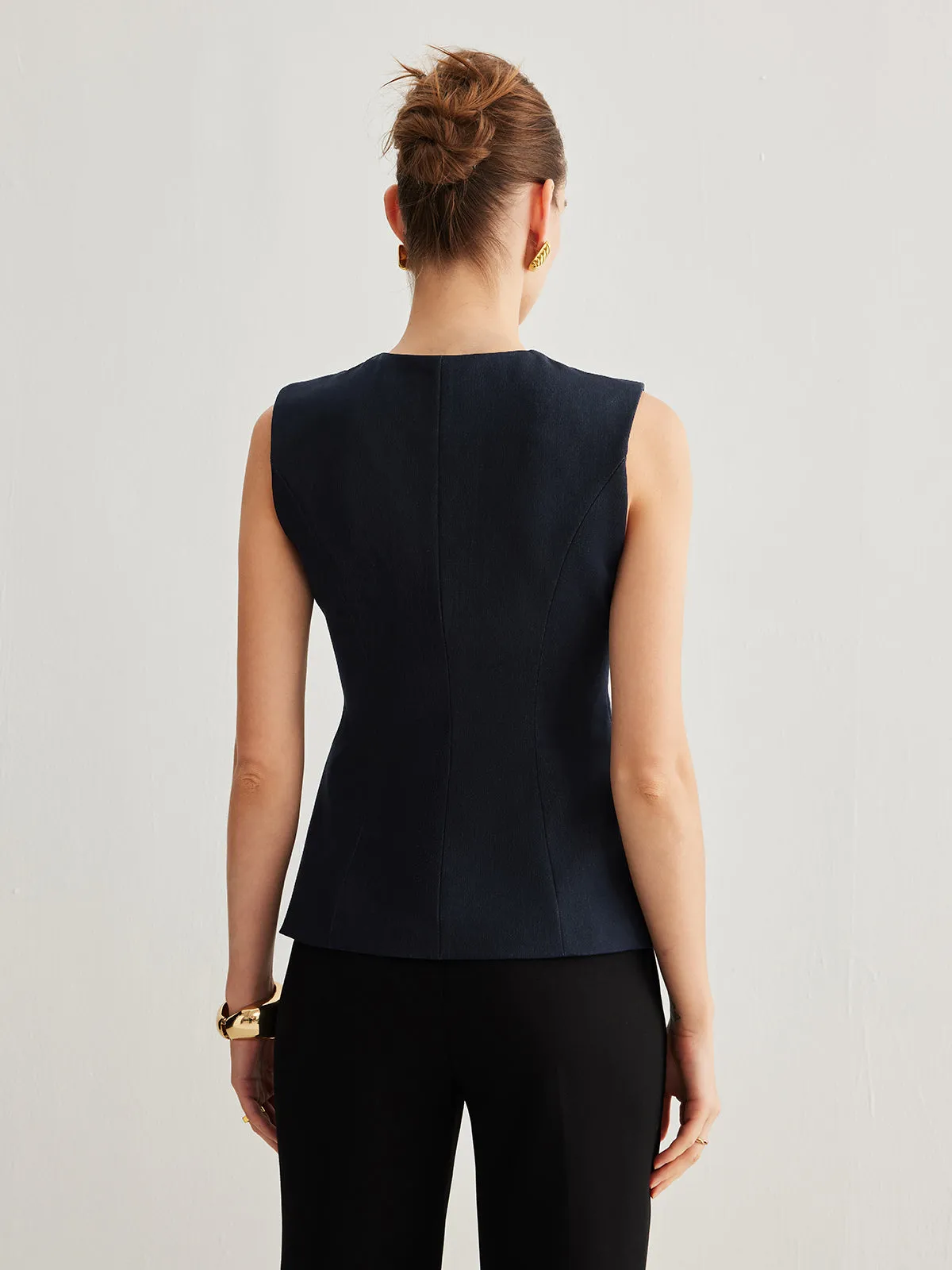 Split Button Down Slim Vest