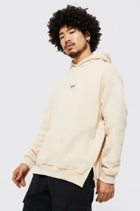 Split Hem Hoodie With Man Badge