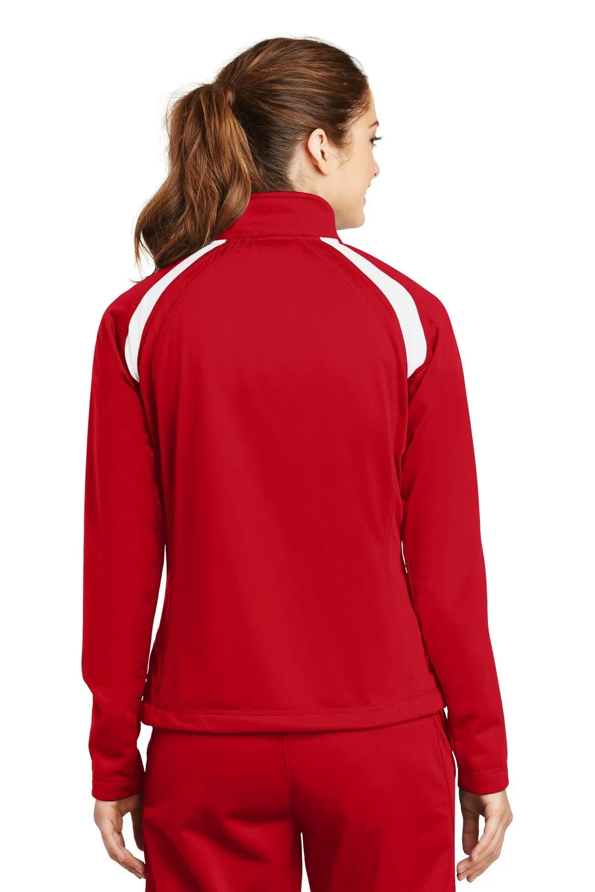 Sport-Tek Ladies Tricot Track Jacket LST90 True Red/White