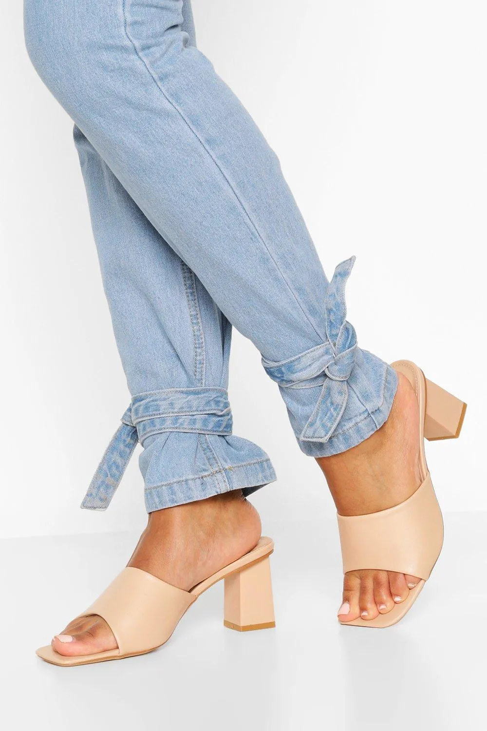Square Toe Block Heel Mules