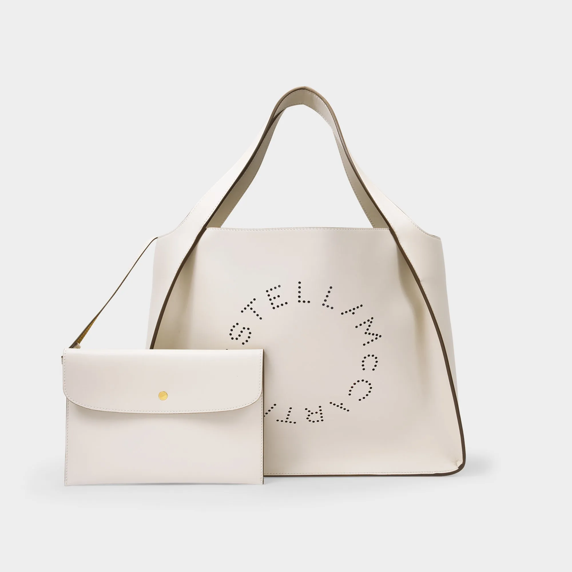 Stella McCartney  Logo E/W Tote Bag - Stella Mccartney -  White Pur - Leather Vegan