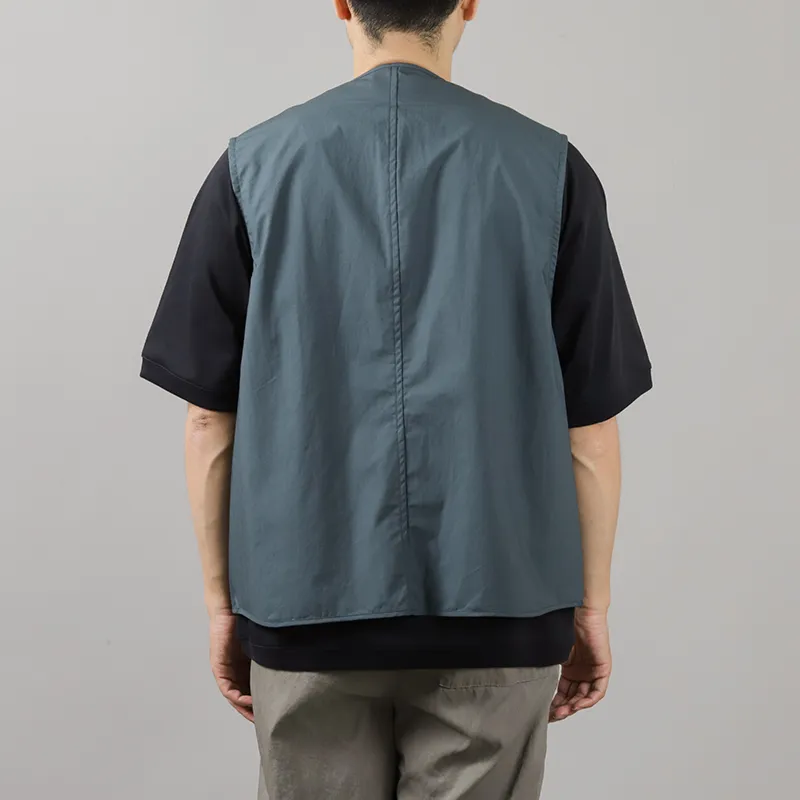 Still By Hand Organic Typewriter Loose Fit Vest Teal Bl
