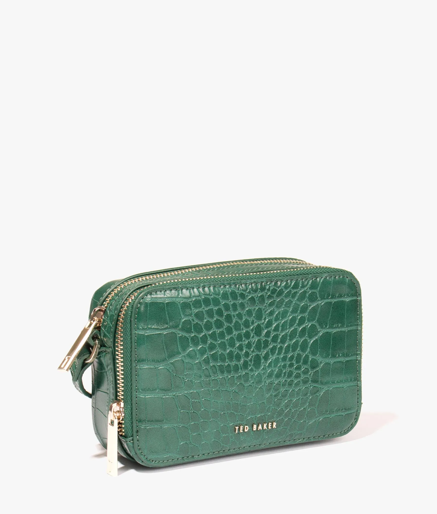 Stina double zip mini camera bag in dark green