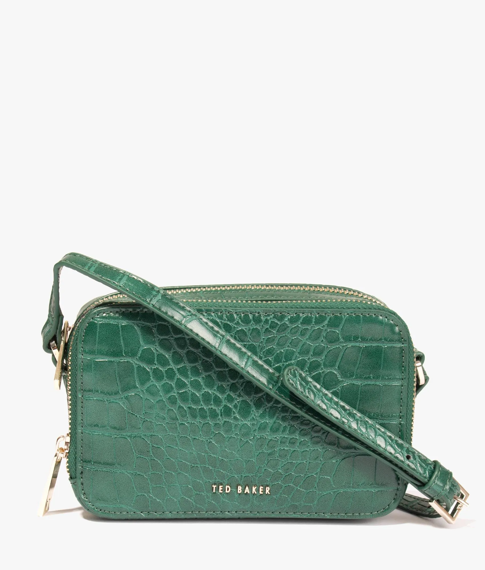 Stina double zip mini camera bag in dark green