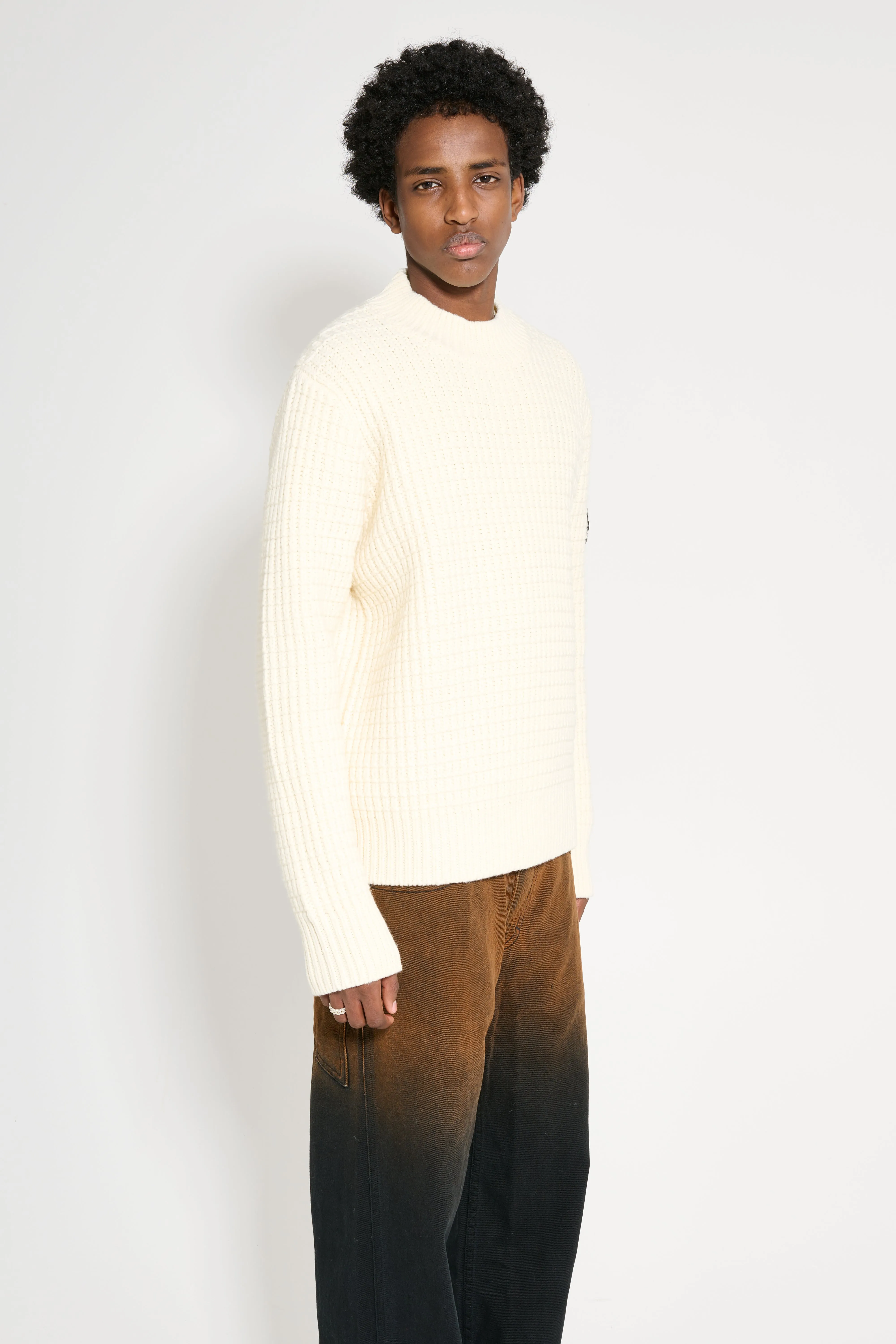 Stone Island Knitted Double Weave Sweater Natural