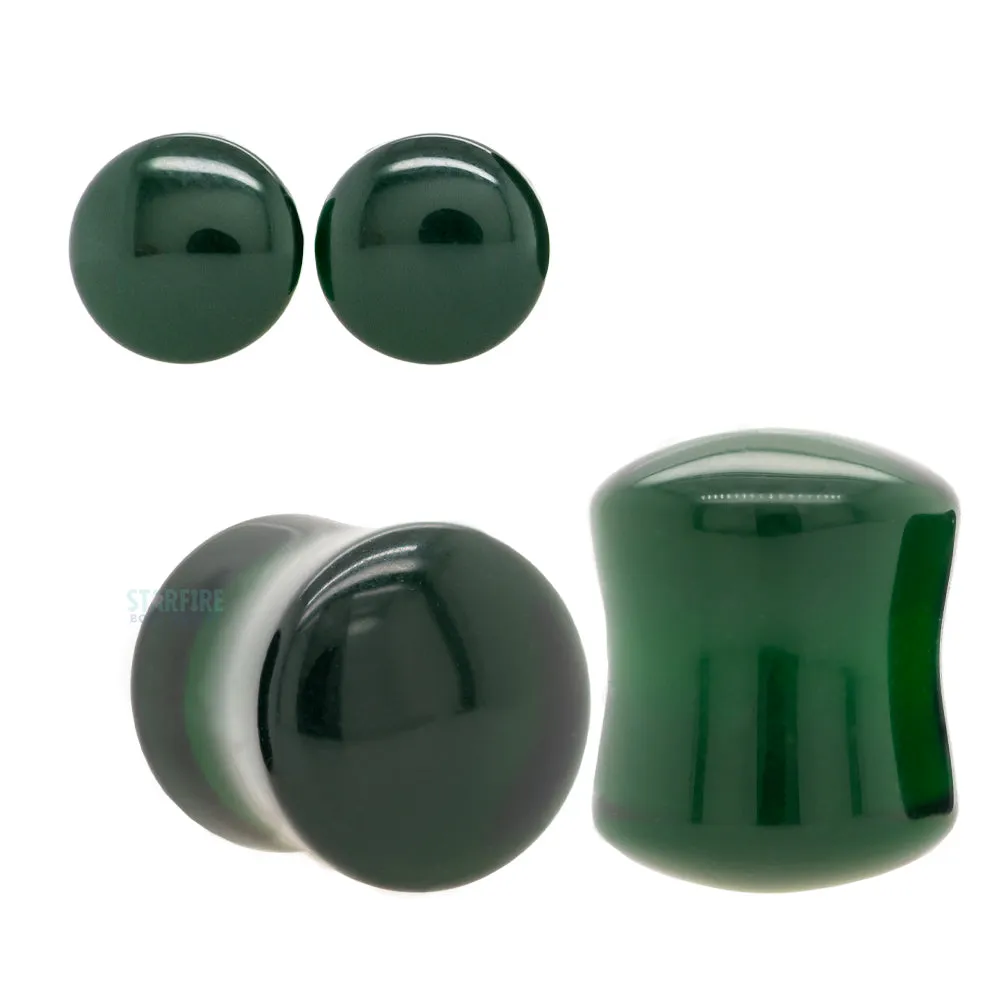 Stone Plugs - Emerald Dark Green Quartz