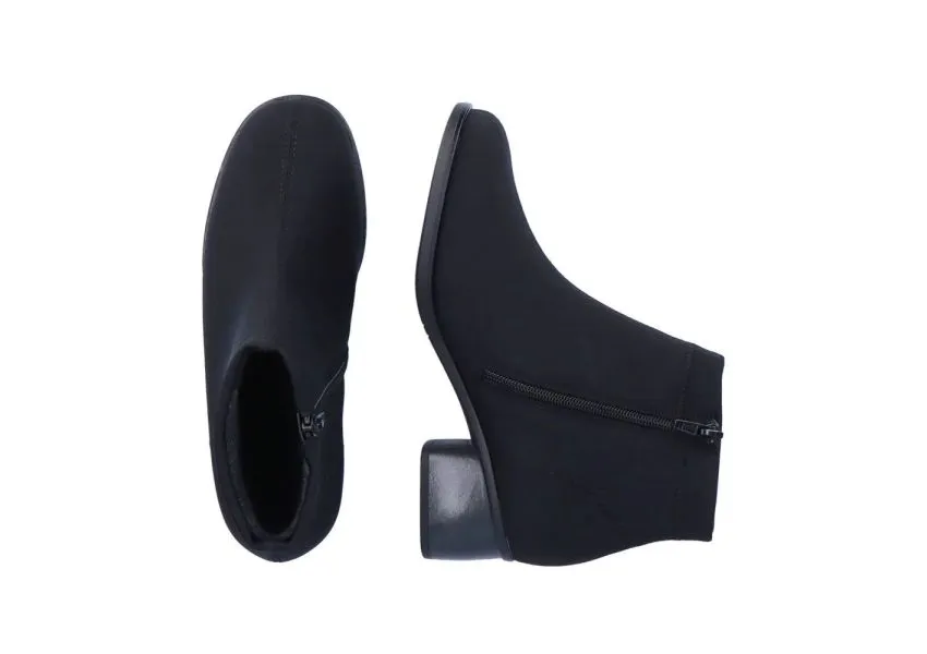 Stretch Black Zipper Water-Resistant Ankle Boot