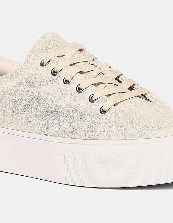 Stride Gold Textured Platform Sneakers